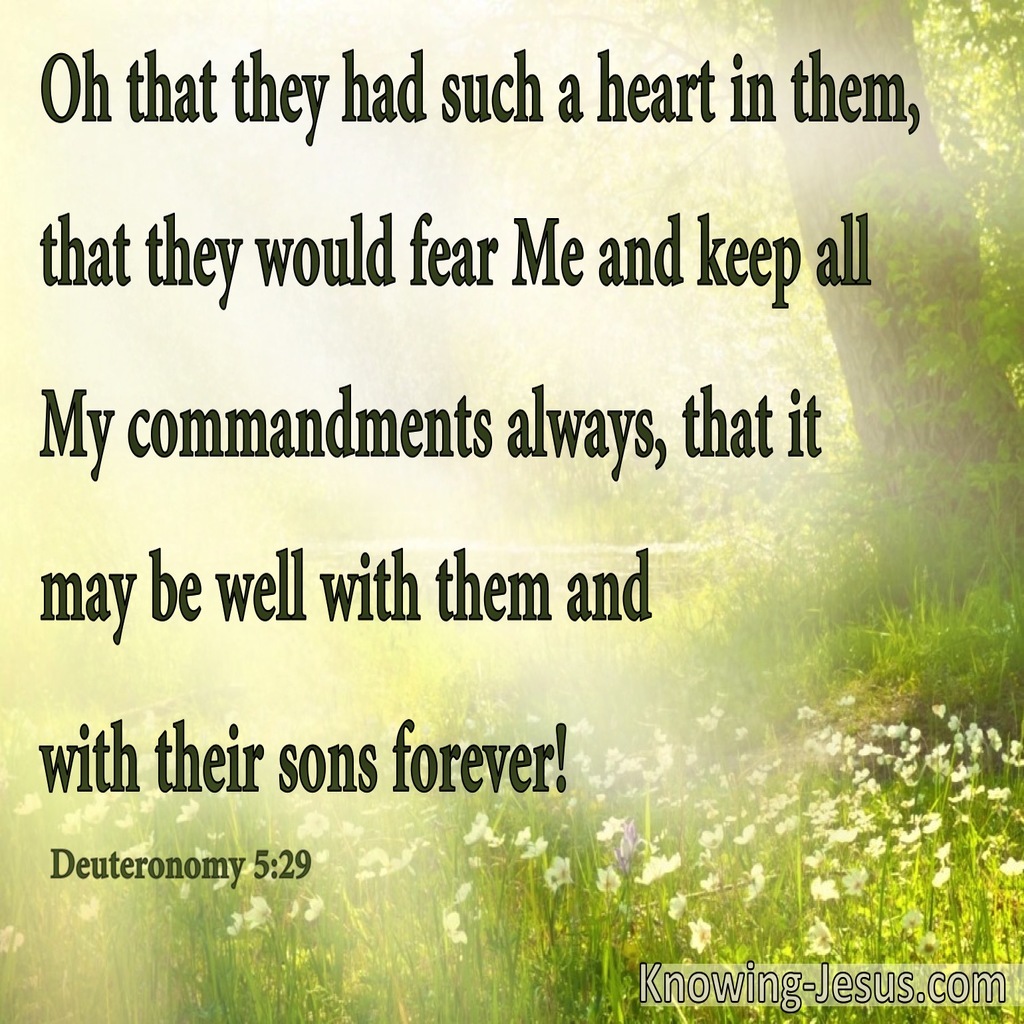 Deuteronomy 5:29 That They Had A Heart To Keep My Commandments (green)
